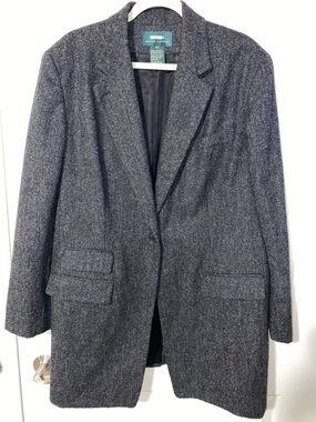 Ralph Lauren Charcoal Gray 100% Wool Single-Button Blazer NWOT